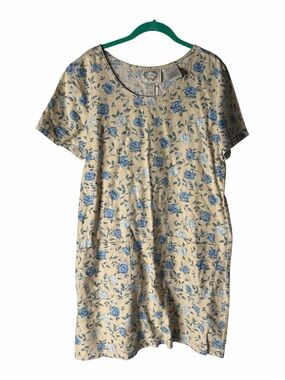 Erika Cream Dress with Blue Floral Print